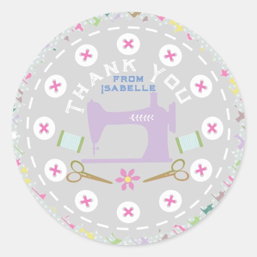 Sticker Rond Aimer Machine à coudre Pastel Grey (Devant)