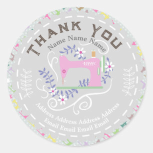 Sticker Rond Aimer Machine à coudre Pastel Grey
