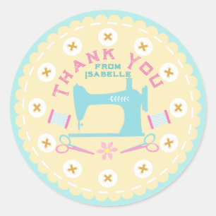 Sticker Rond Aimer Machine à coudre Pastel Jaune