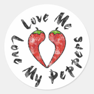 Sticker Rond Aimer mes poivrons