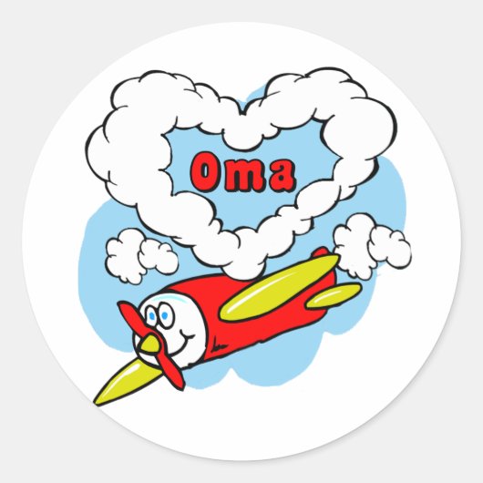 Sticker Rond Aimer Oma Kids Avion (Devant)