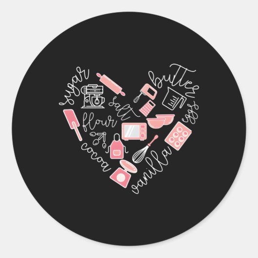 Sticker Rond Aimer Outils De Cuisson Pour Les Bakers K (Devant)