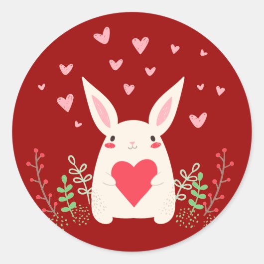 Sticker Rond Aimer Snuggly Kawaii Bunny Custom (Devant)