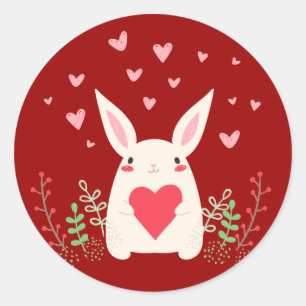 Sticker Rond Aimer Snuggly Kawaii Bunny Custom