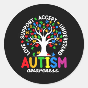 Sticker Rond Aimer Support Accepter Comprendre L'Autisme De L'A