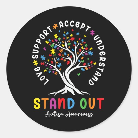 Sticker Rond Aimer Support Accepter Comprendre Sensibilisation (Devant)