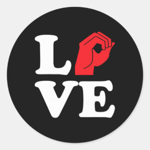Sticker Rond Aimer Symbole Asl