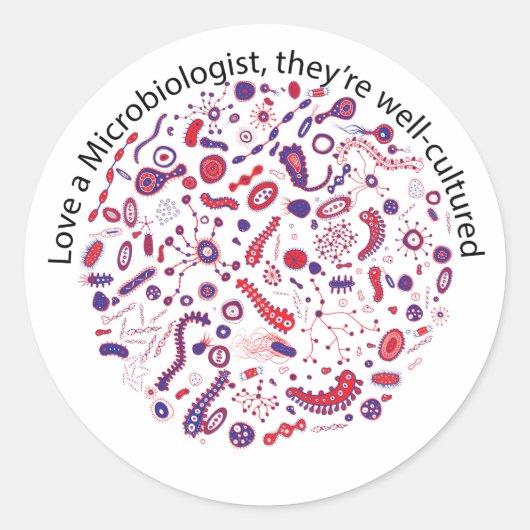 Sticker Rond Aimer un microbiologiste (Devant)