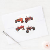 Sticker Rond Aimez Ces Vieux Tracteurs Rouges (Enveloppe)