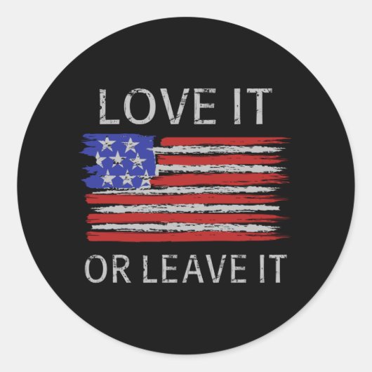 Sticker Rond Aimez-le ou laissez-le États-Unis Drapeau (Devant)