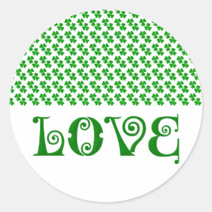 Sticker Rond Aimez les trèfles irlandais