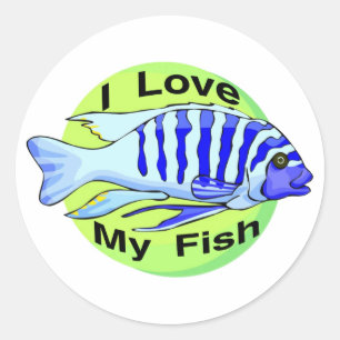 Sticker Rond Aimez mes poissons