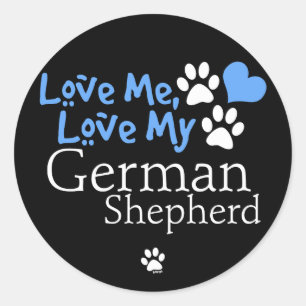 Sticker Rond Aimez-moi, aimez mon berger allemand