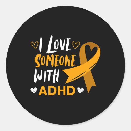 Sticker Rond Aimez Quelqu'Un Avec Adhd Ribbon Sensibilisation H (Devant)