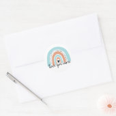 Sticker Rond Aimez-vous plus Rainbow Heart Blue Peach (Enveloppe)
