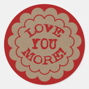 Sticker Rond Aimez-Vous Plus Scaloped Edge rond Sticker, Glossy