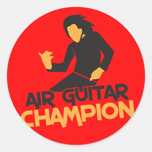 Sticker Rond Air Guitar Champion design (Devant)