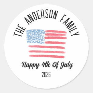 Sticker Rond Airbrush American Flag Nom de famille personnalisé