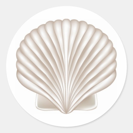 Sticker Rond Airbrush Style Seashell Beach thème de mariage (Devant)