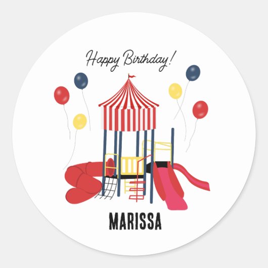 Sticker Rond Aire de jeu Enfants Garçons Filles Anniversaire No (Devant)
