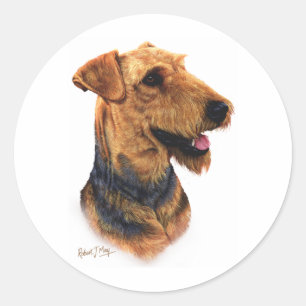Sticker Rond Airedale Terrier