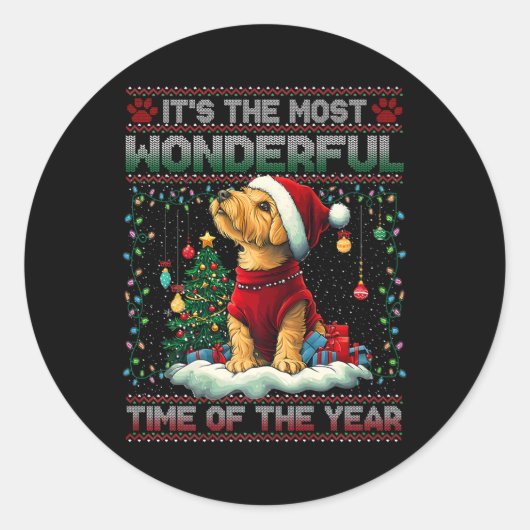 Sticker Rond Airedale Terrier Décorations d'arbres de Noël Chie (Devant)