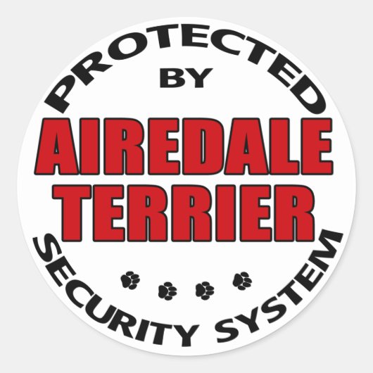 Sticker Rond Airedale Terrier Security (Devant)