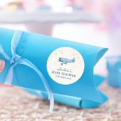 Sticker Rond Airplane Baby Shower Whimsical Boy Baby Welcome 