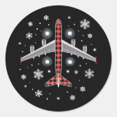 Sticker Rond Airplane Plaid Christmas Pilot (Devant)