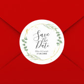 Sticker Rond Airy Greenery Mariage Personnalisé Enregistrer La