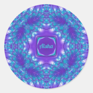 Sticker Rond AISHA ~ WOW JOLIE 3D! Aqua, Purple et White ~