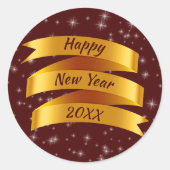 Sticker Rond Ajouter Année Texte Joyeux Nouvel An 20xx Gold Rub (Devant)