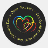 Sticker Rond Ajouter des noms Texte Message - Cœurs sur Noir (Devant)