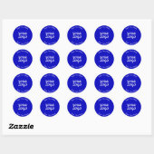 Sticker Rond Ajouter le logo modifiable Royal Bleu & Blanc avec (Feuille)