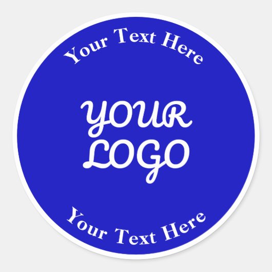 Sticker Rond Ajouter le logo modifiable Royal Bleu & Blanc avec (Devant)