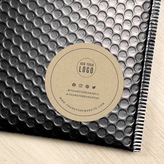 Sticker Rond Ajouter Logo Gris Bordure Médias sociaux Marque Kr