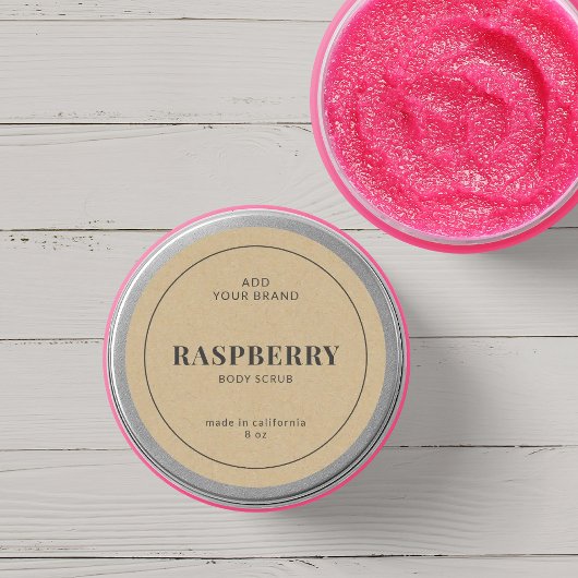 Sticker Rond Ajouter Marque Gris Bordure Rustique Kraft Étiquet