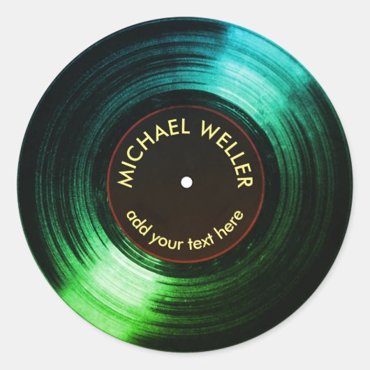 Sticker Rond ajouter nom vinyle disque vert (Devant)