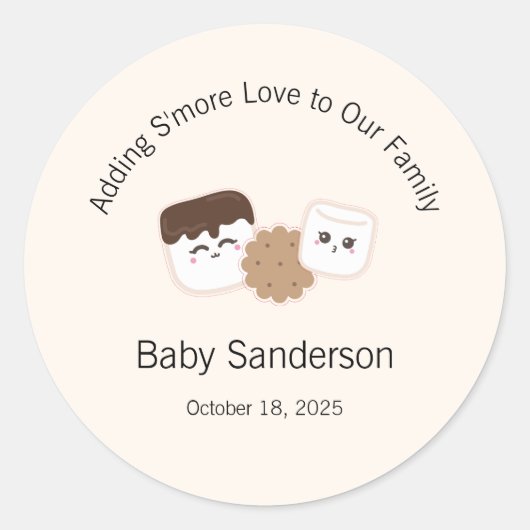 Sticker Rond Ajouter S'more Love Invitation, Baby shower (Devant)