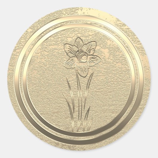 Sticker Rond Ajouter Texte Jonquille Dorée Mars  (Devant)