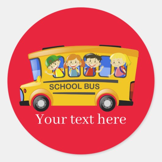 Sticker Rond Ajouter un bus scolaire (Devant)