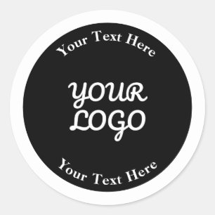 Sticker Rond Ajouter un logo modifiable noir et blanc avec bord