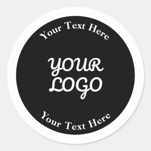 Sticker Rond Ajouter un logo modifiable noir et blanc avec bord (Devant)