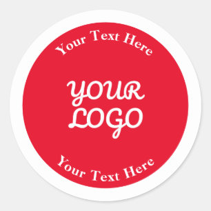 Sticker Rond Ajouter un logo modifiable rouge et blanc avec bor