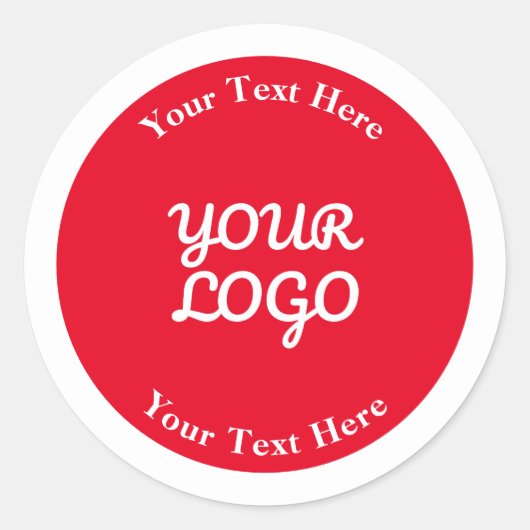 Sticker Rond Ajouter un logo modifiable rouge et blanc avec bor (Devant)