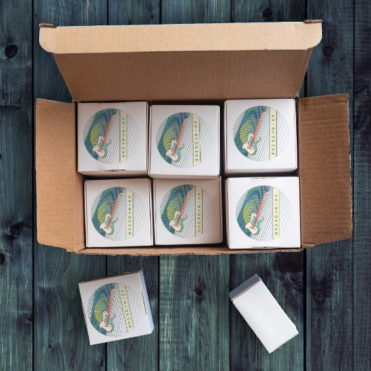 Sticker Rond Ajouter un nom Cool moderne blanc & Turquoise Guit