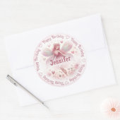 Sticker Rond Ajouter un nom Fairy & Flowers (Enveloppe)
