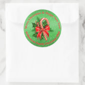 Sticker Rond Ajouter un nom Modifier le texte Rouge Vert Noël (Sac)