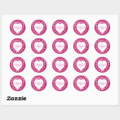 Sticker Rond Ajouter Un Nom Monogramme Parties scintillant Rose (Feuille)