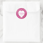 Sticker Rond Ajouter Un Nom Monogramme Parties scintillant Rose (Sac)